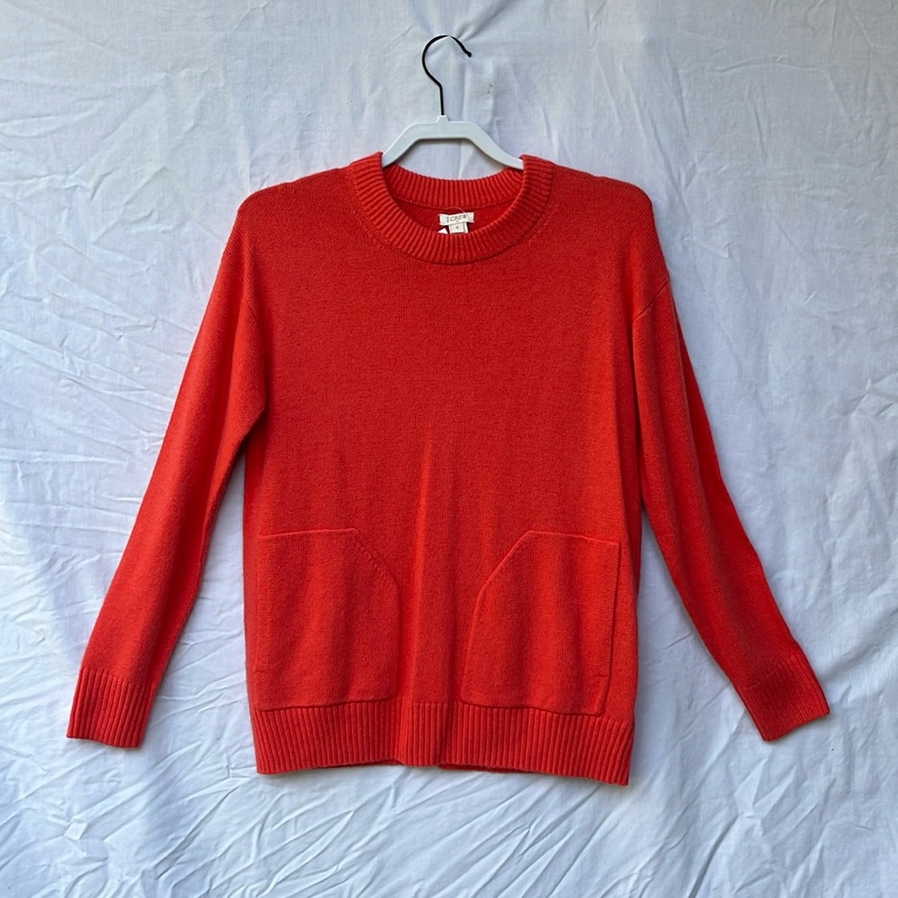 NWT J. Crew Orange Pull-on Sweater with Pockets. SzSM